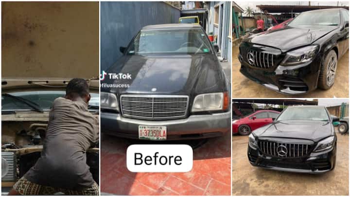 A young Man Upgrades 1999 Mercedes Benz to 2016 S Class Model, Changes Bumper, Headlights, Mirrors 