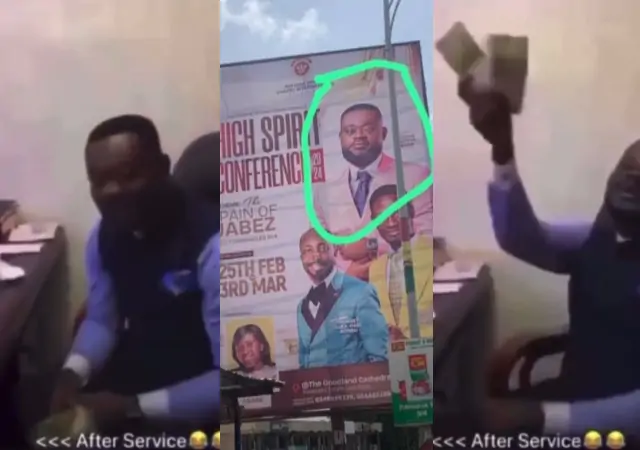Ghanaian Pastor Displays Cash Received in Offering Through Dance After Church Service.